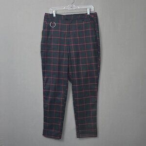 Hot Topic Womens Red Black Grid Pants Plaid O-Ring Detail Size XL